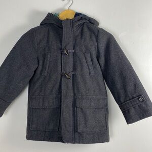 Carters kids gray wool blended holiday winter peacoat hooded jacket size 7